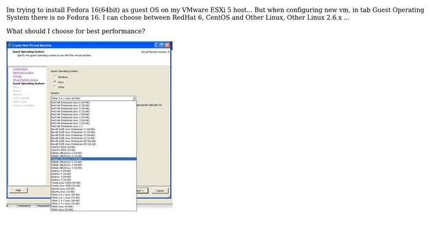 DevOps & SysAdmins: Installing Fedora 16 guest OS on VMware ESXi 5. What type OS should I choose? смотреть онлайн