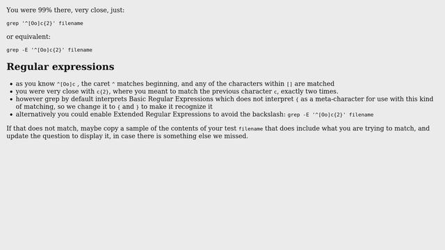 How do i write a regular expression using grep to find lines that start with 'O' смотреть онлайн