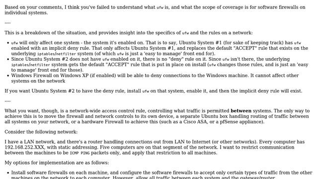 What's the scope of `ufw` and its implicit Deny rule with regards to my network? смотреть онлайн