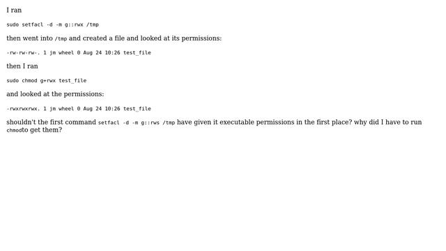 Unix & Linux: Why doesn't setfacl give executable permission? смотреть онлайн