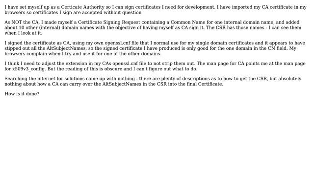 Unix & Linux: How can I sign as CA a multi domain certificate? смотреть онлайн