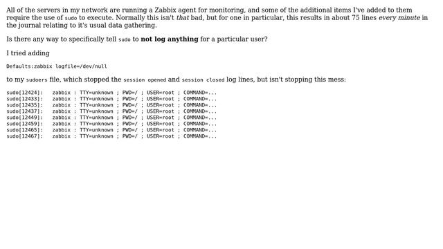 DevOps & SysAdmins: Is there any way to force sudo to not log actions from a specific user? смотреть онлайн