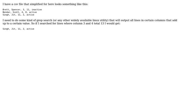 Unix & Linux: Text search for columnar sum смотреть онлайн