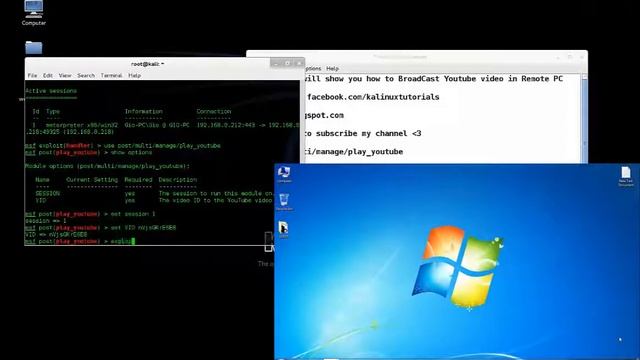 Kali Linux BroadCast YouTube Video on Remote PC смотреть онлайн