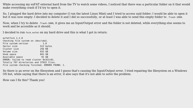 Input/Output error on external hard drive and bad sectors смотреть онлайн