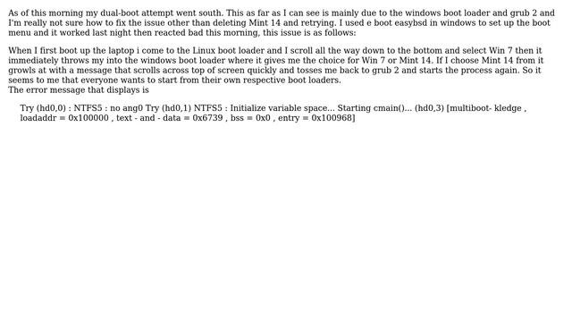 How can I bypass WIndows 7 boot loader when dual booting Linux Mint 14? смотреть онлайн