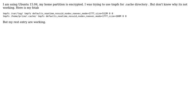 Ubuntu: use tmpfs for mounting ~/.cache directory смотреть онлайн