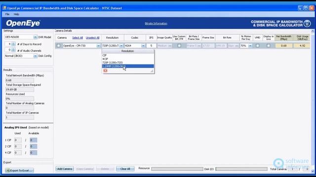 OpenEye Commercial IP Bandwidth and Disk Space Calculator - a first look смотреть онлайн