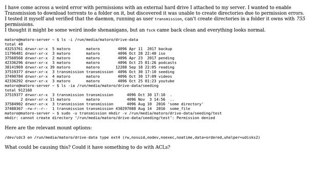 Unix & Linux: Permissions issue on ext4 external drive смотреть онлайн