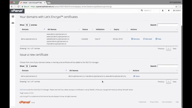 Instalare certificat SSL prin Let's Encrypt @ OPTICSERVERS смотреть онлайн