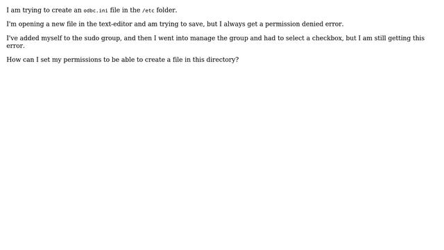 Can't save file in Ubuntu, user in sudo group смотреть онлайн