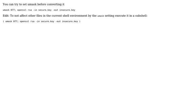 Unix & Linux: Remove passphrase from private key and set specific file mode (3 Solutions!!) смотреть онлайн