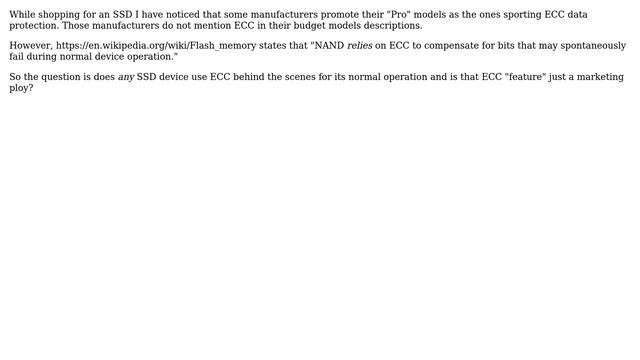 Unix & Linux: Is ECC mandatory in SSD technology? смотреть онлайн