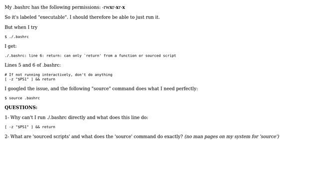 Unix & Linux: Why can't I execute .bashrc directly and what is "sourcing"? смотреть онлайн