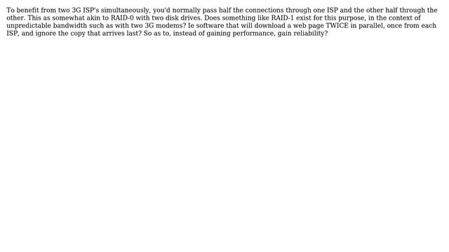Unix & Linux: How to use two 3G modems in a RAID-1-inspired way? смотреть онлайн