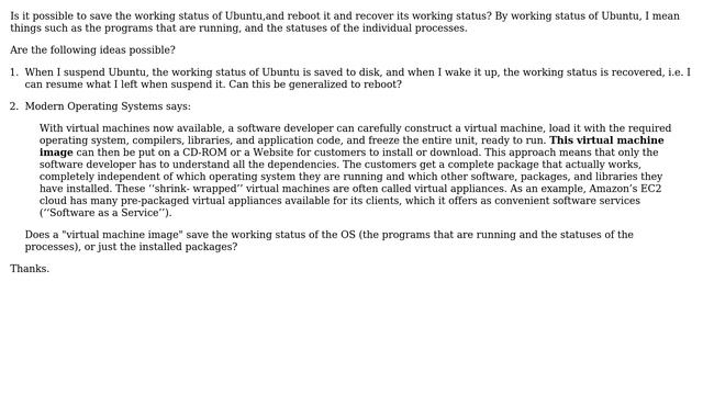 Unix & Linux: Can I save the working status of Ubuntu before reboot, and recover it after reboot? смотреть онлайн