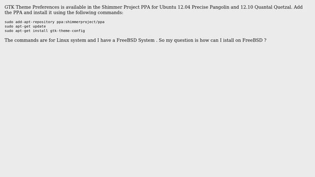 How to add GTK Theme Preference on Gnome 2 using FreeBSD? смотреть онлайн