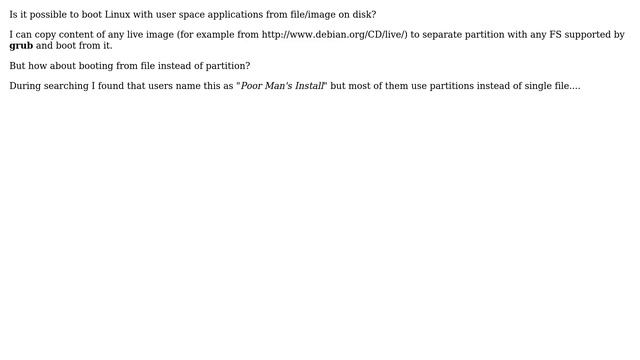 How to boot Linux from image on disk or "Poor Man's Install"? смотреть онлайн