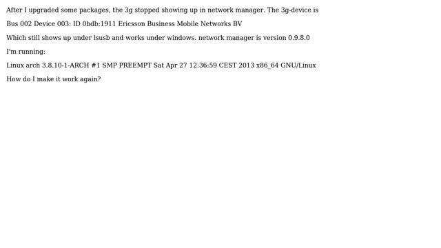 3g not showing up in network manager anymore смотреть онлайн
