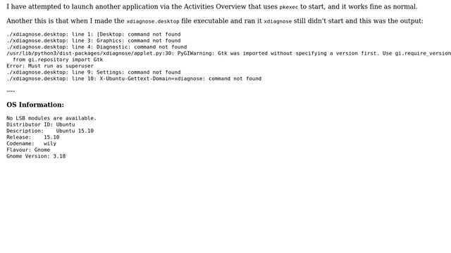 Ubuntu: Unable To Launch Xdiagnose Through GUI In Normal Way