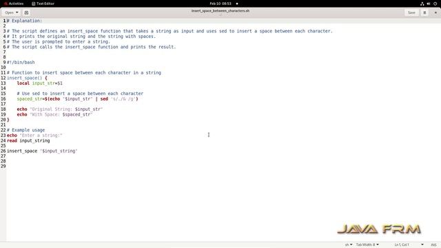 How to insert space between each character using linux shell script - bash script examples in RHEL смотреть онлайн