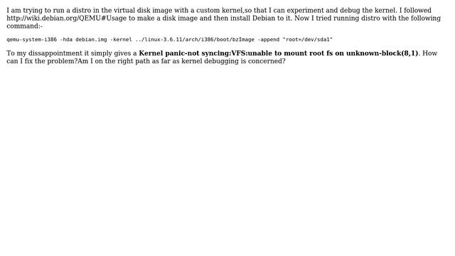 Unix & Linux: Kernel and QEMU : Unable to mount root fs error смотреть онлайн