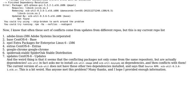 Unix & Linux: Interdependent conflicting packages in CentOS 6.5 смотреть онлайн