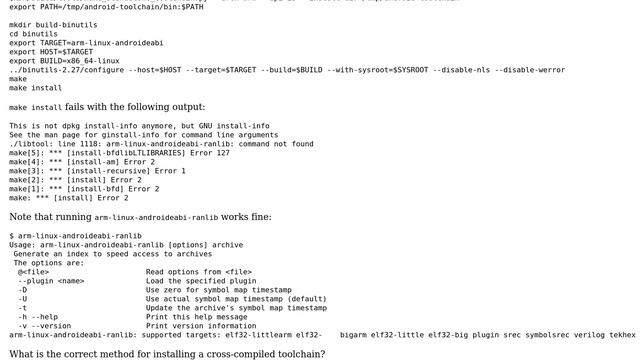 Error during installation of a binutils Canadian Cross-Compile смотреть онлайн