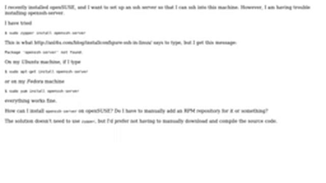 Unix & Linux: How to install openssh-server on openSUSE? смотреть онлайн
