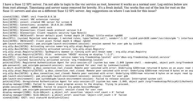 Unable to login to Suse 12 SP1 vnc server as root, works as normal user смотреть онлайн