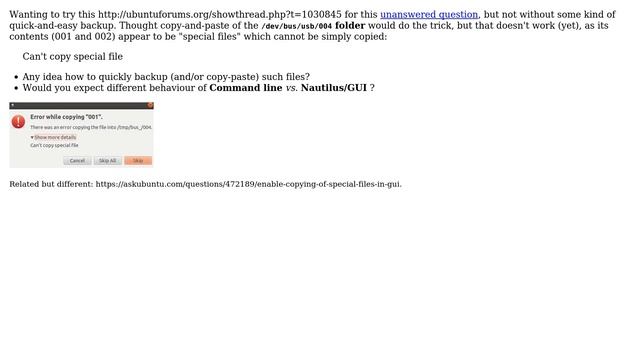 Ubuntu: How to copy or (quickly-and-easily) backup a "special file"? смотреть онлайн