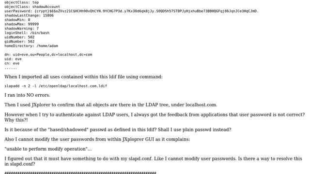 Why all LDAP user passwords are incorrectly imported? And can't be modified? смотреть онлайн
