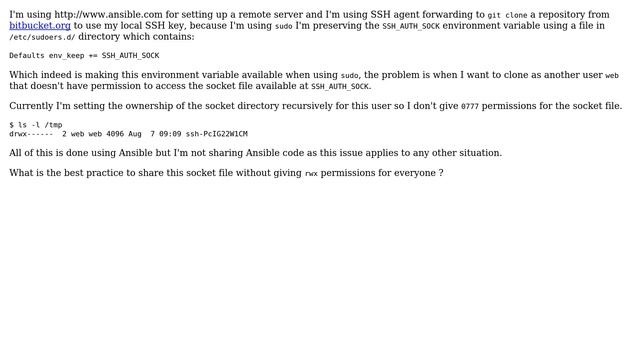 Unix & Linux: What is the best way to share the SSH authentication socket with another user? смотреть онлайн
