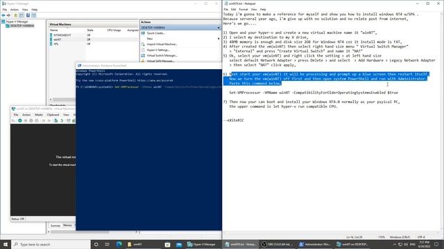Hyper-V install Windows NT4.0 Blue Screen (Solved) смотреть онлайн