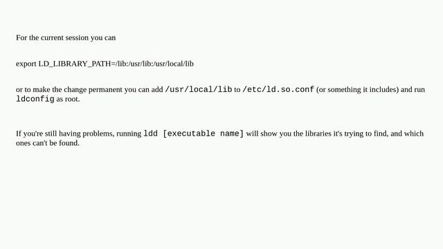 Unix: Use shared libraries in /usr/local/lib смотреть онлайн
