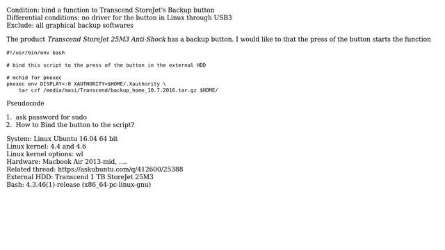 Ubuntu: To sudo-tar by Transcend StoreJet's Backup Button? смотреть онлайн