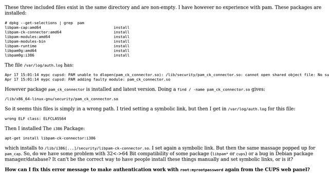 CUPS not working correctly after Debian Wheezy -＞ Jessie upgrade because of a faulty libpam смотреть онлайн