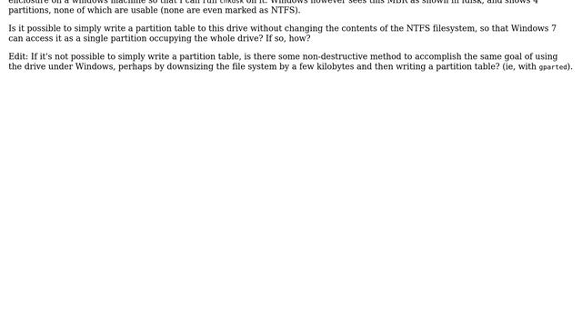 How to create a partition table on a drive with a file system occupying the whole drive? смотреть онлайн