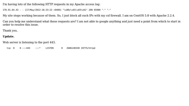 HTTP requests "x80zx01x03x01" in my Apache logs (2 Solutions!!) смотреть онлайн