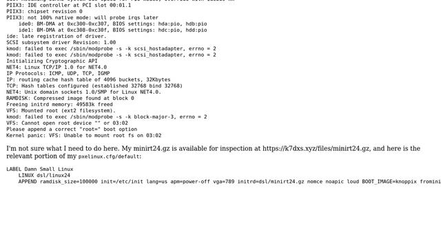 Unix & Linux: VFS: Cannot open root device "" or 03:02 when booting Damn Small Linux over PXE смотреть онлайн