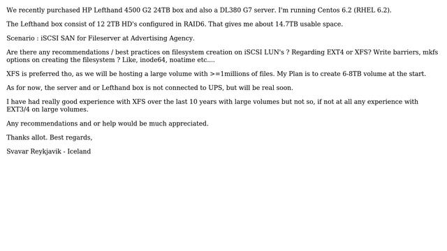 iSCSI filesystem creation on Linux - Best Practices - Large Volumes - Many Files? смотреть онлайн