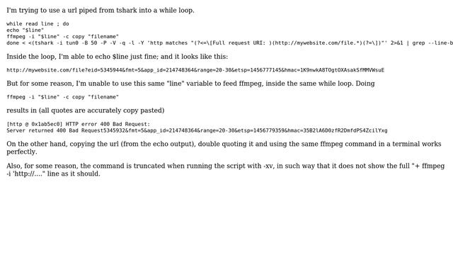 Unix & Linux: How to use a greped url provided by tshark inside a bash script? (2 Solutions!!) смотреть онлайн