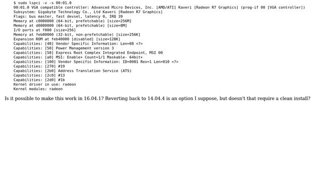 Ubuntu: 16.04.1 with AMD Kaveri boots to black screen смотреть онлайн