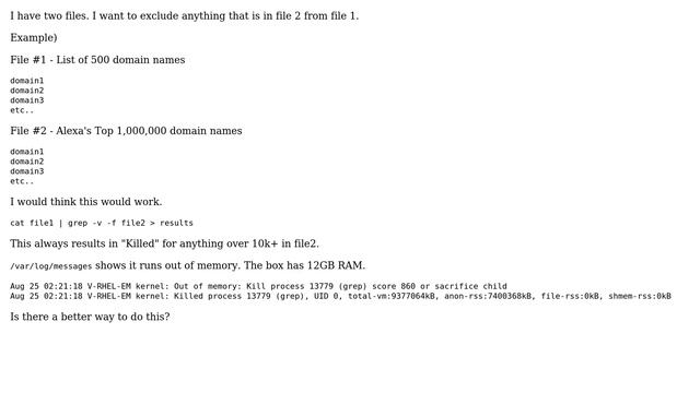 Unix & Linux: grep -v -f alternative смотреть онлайн