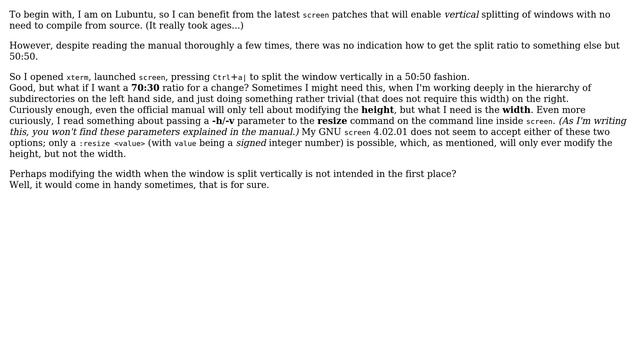 screen & xterm: how to get window split vertically in custom ratio смотреть онлайн