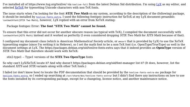 Unix & Linux: Fonts installed by the `texlive-fonts-extra` package on Debian are not recognized смотреть онлайн