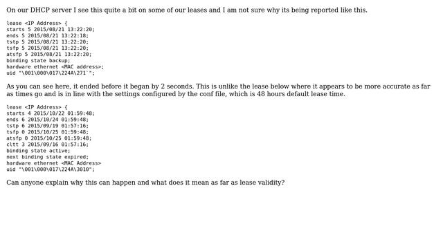 Why is the DHCP lease start time greater than the end time? смотреть онлайн