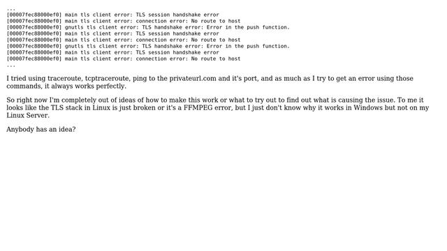 Getting frequently connection error: No route to host and TLS session handshake errors with HLS.... смотреть онлайн