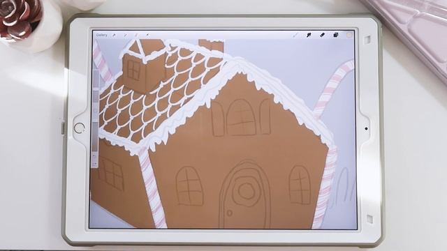 How to draw a Gingerbread House step by step in Procreate Tutorial смотреть онлайн