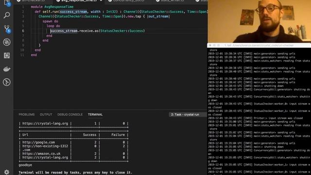 6.3 Processing data on a sliding window in Crystal - Live coding a URL checker in Crystal смотреть онлайн